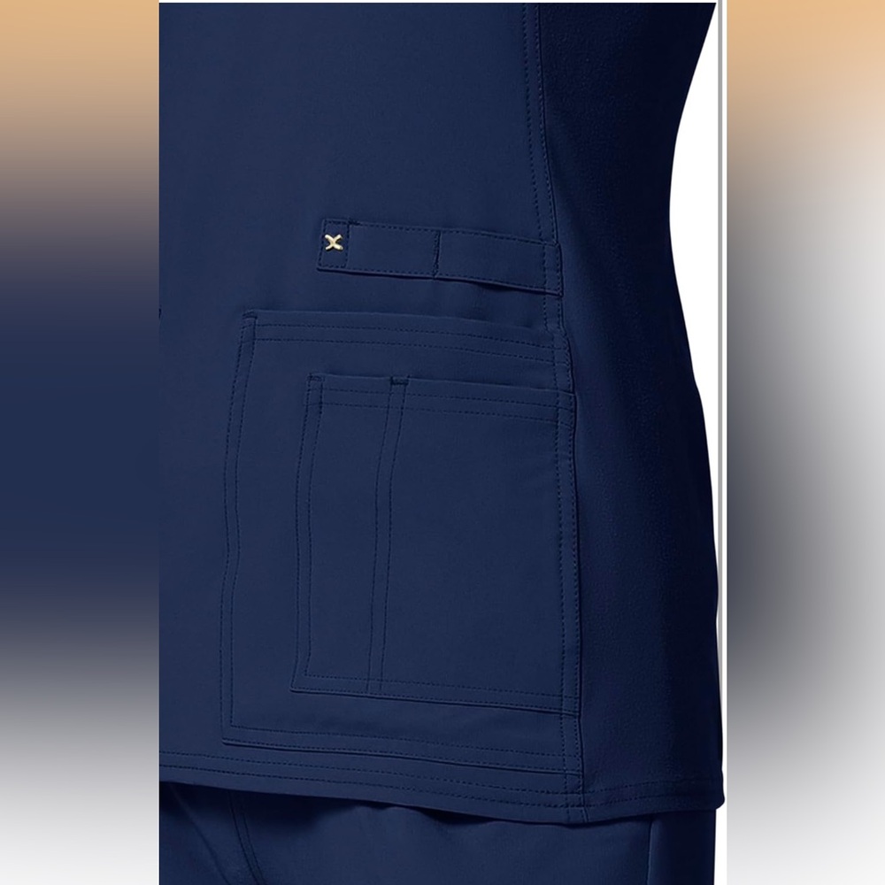 Cherokee Navy V-Neck Short Sleeve Medical Scrub Top fitted - Picture 3 of 5